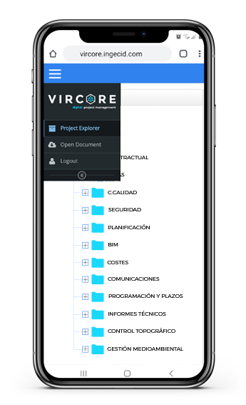 Teléfono móvil con aplicación Vircore
